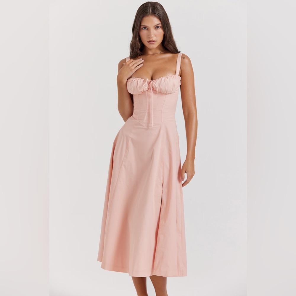 House of cb baby pink carmen dress